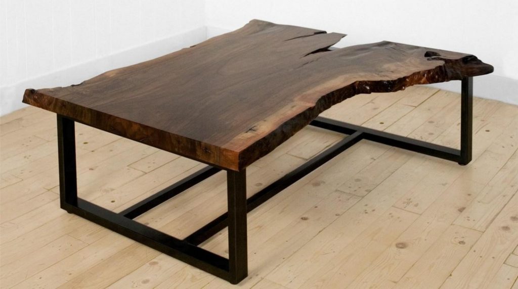 Wood Slab Coffee Table With Steel Legs