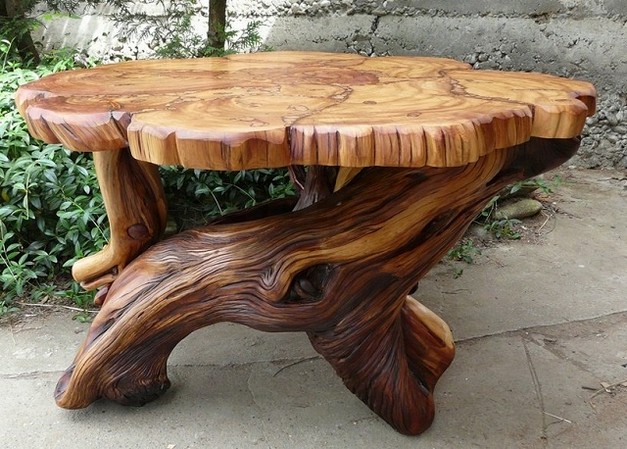 awesome tree trunk table