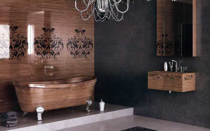 moder decorated wooden bathroom