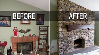build fireplace mantel over stone