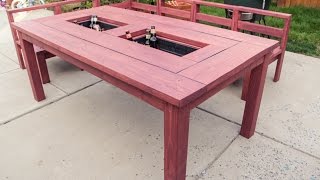 diy patio table with ice bucket