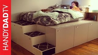 how to build a cabin bed with cupboards