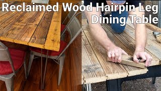 reclaimed wood dining table with metal legs