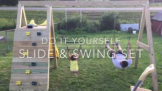 timber swing and slide set