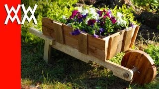wooden wheelbarrows for plants